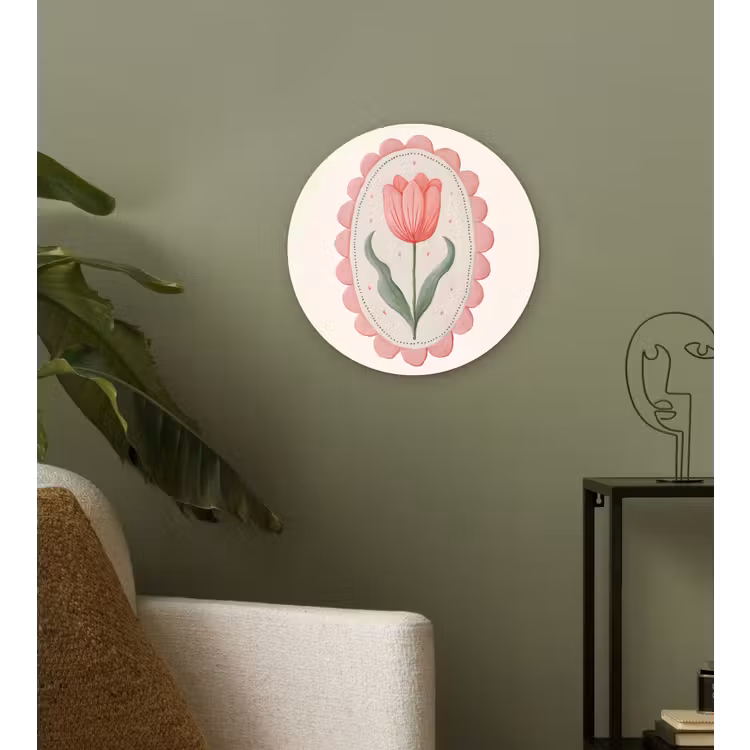 Tulp - Lijst - Ovaal - Illustratie Wandcirkel plexiglas klein -sfeer3