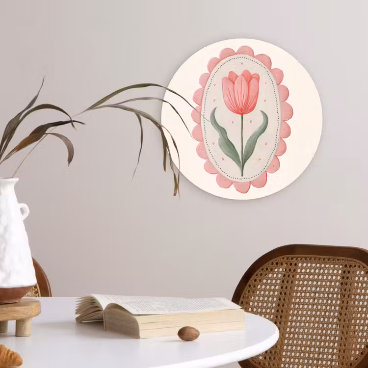 Tulp - Lijst - Ovaal - Illustratie Wandcirkel plexiglas klein -sfeer4