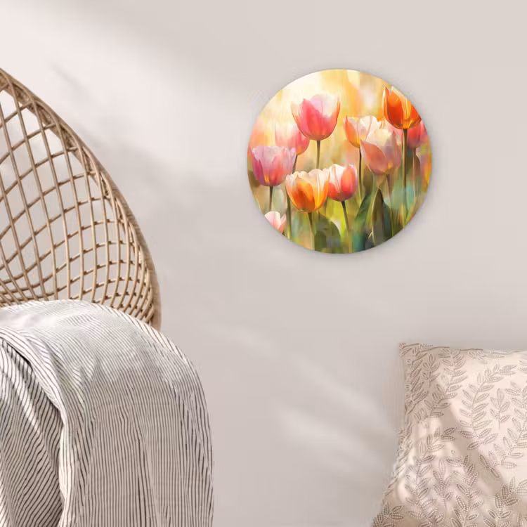 Tulpen - Sprookjesachtig - Kleurrijk Wandcirkel plexiglas klein -sfeer5