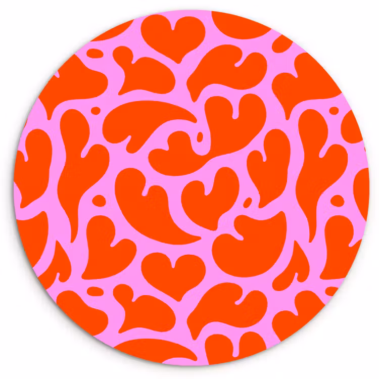 Valentijn - Harten - Roze - Rood Wandcirkel plexiglas klein 852 -3d