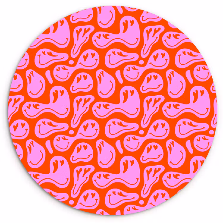 Valentijn - Smiley - Rood - Roze Wandcirkel plexiglas klein 852 -3d