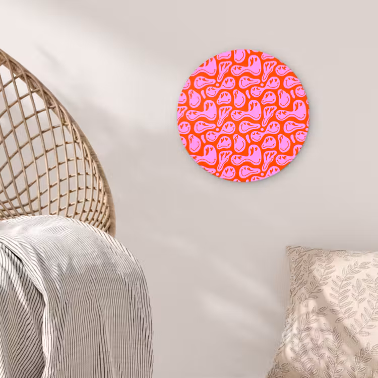 Valentijn - Smiley - Rood - Roze Wandcirkel plexiglas klein 852 -sfeer5
