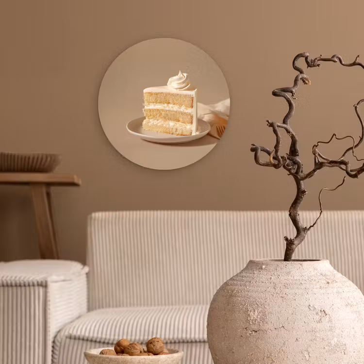 Vanilletaart - Cake - Romig Wandcirkel plexiglas klein -sfeer1