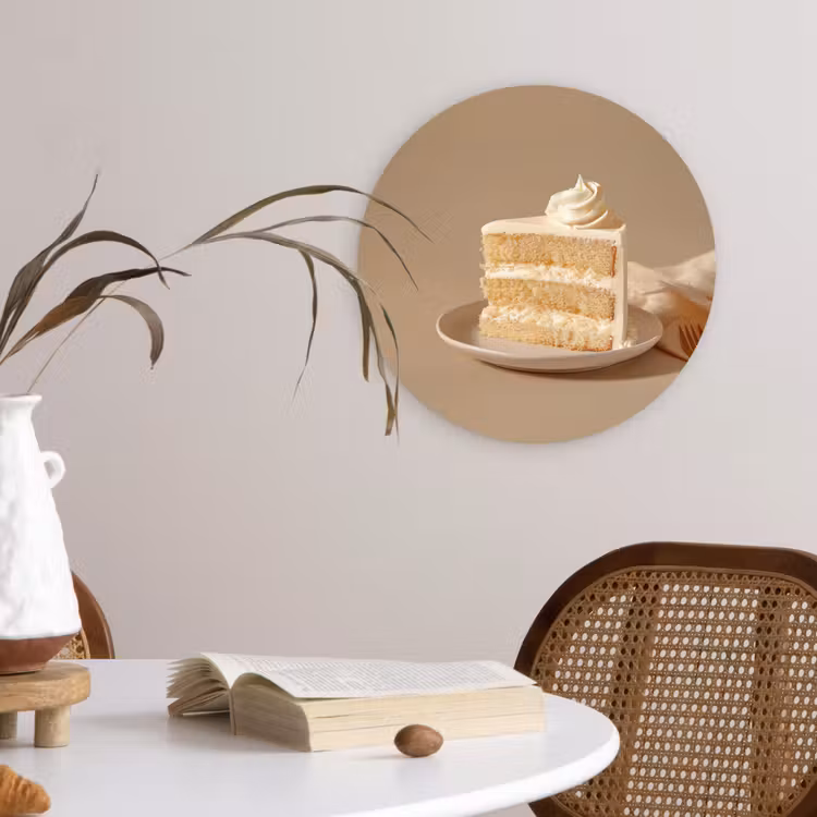 Vanilletaart - Cake - Romig Wandcirkel plexiglas klein -sfeer4