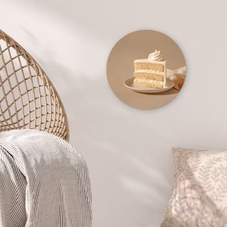 Vanilletaart - Cake - Romig Wandcirkel plexiglas klein -sfeer5