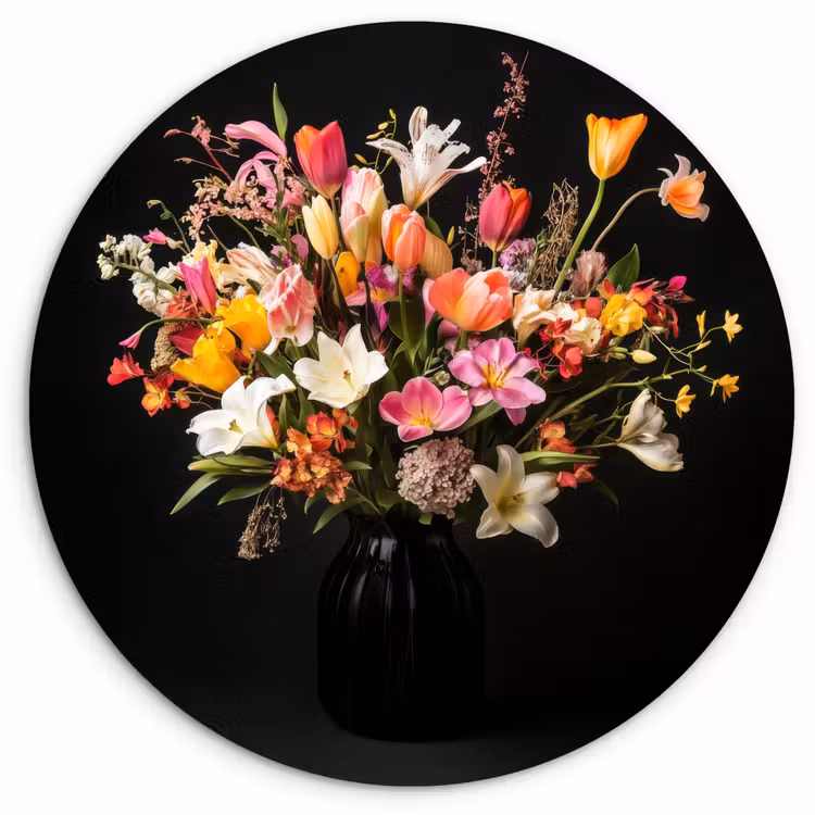 Vaas - Bloemen - Tulpen Wandcirkel plexiglas klein -3d