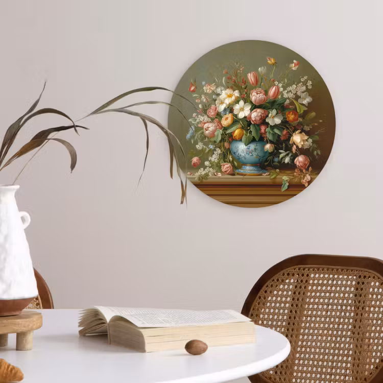 Vaas - Pastel - Kleuren - Bloemen Wandcirkel plexiglas klein -sfeer4