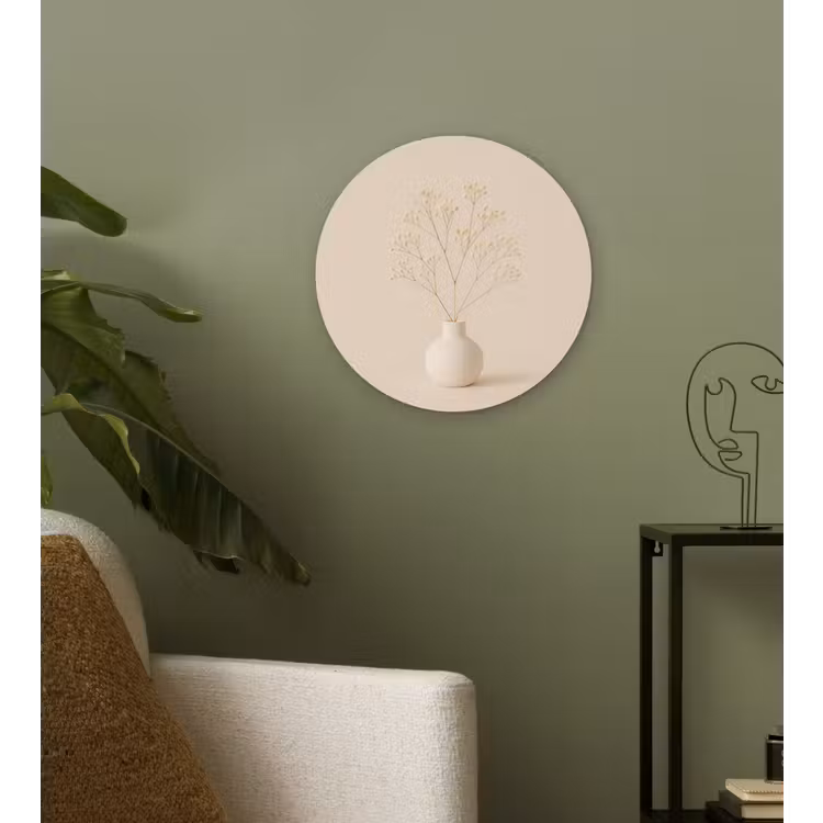 Vaas - Takken - Bloemetjes - Wit Wandcirkel plexiglas klein -sfeer3