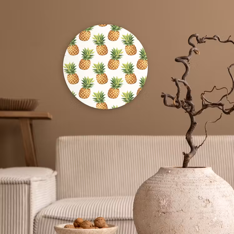 Vintage - Ananas - Blad Wandcirkel plexiglas klein 852 -sfeer1