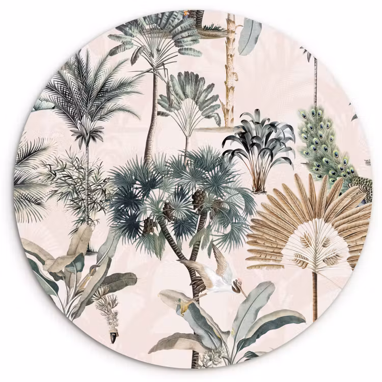 Inductie afdekplaat - Vintage - Jungle - Dieren - Natuur - Inductie beschermer Wandcirkel plexiglas klein -3d