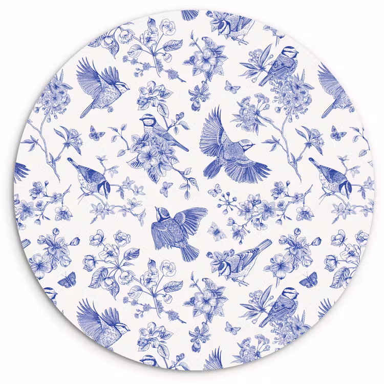 Birds - Flowers - Blue Wandcirkel plexiglas klein 852 -3d