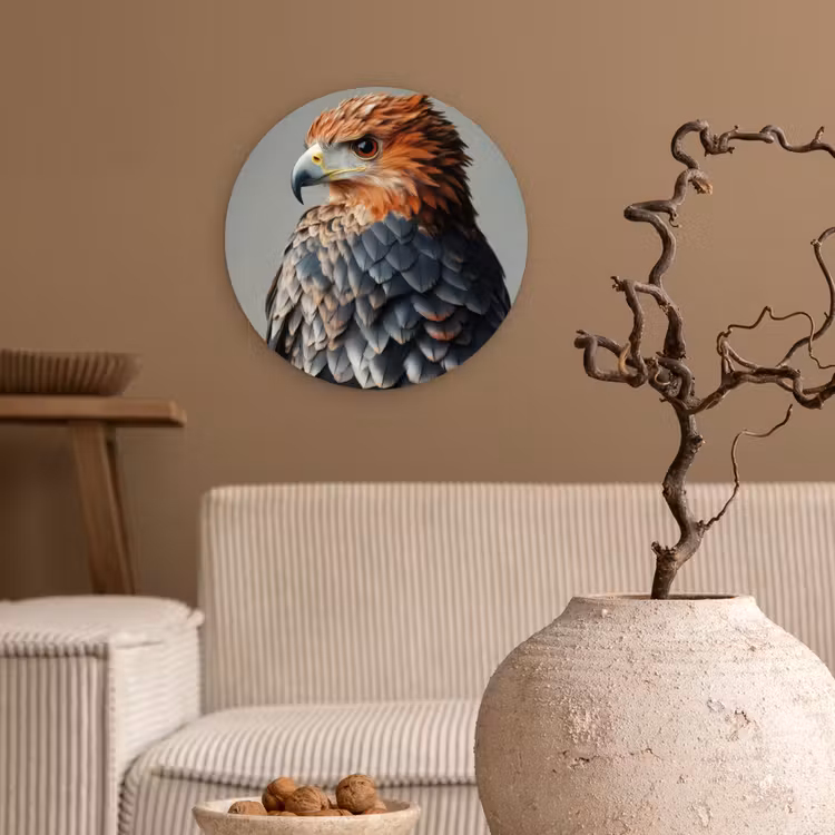 Vogel - Realistisch - Veren - Bruin Wandcirkel plexiglas klein -sfeer1