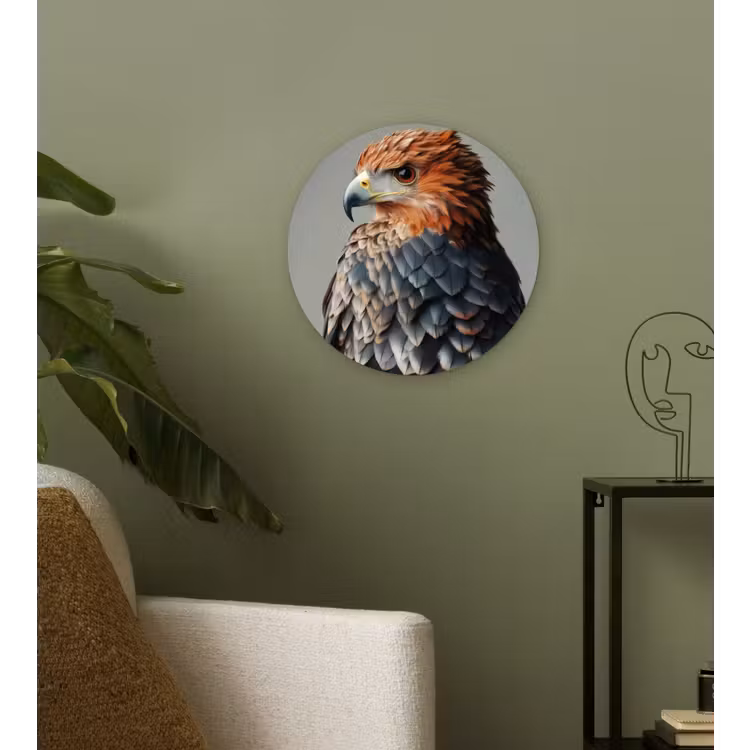 Vogel - Realistisch - Veren - Bruin Wandcirkel plexiglas klein -sfeer3