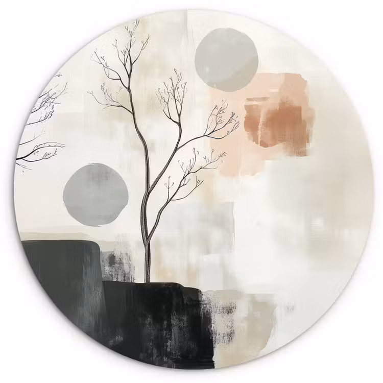 Wabi sabi - Beige - Plant Wandcirkel plexiglas klein -3d
