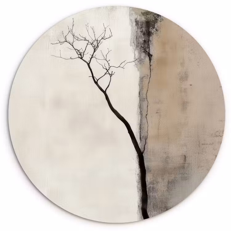 Wabi sabi - Plant - Beige Wandcirkel plexiglas klein -3d
