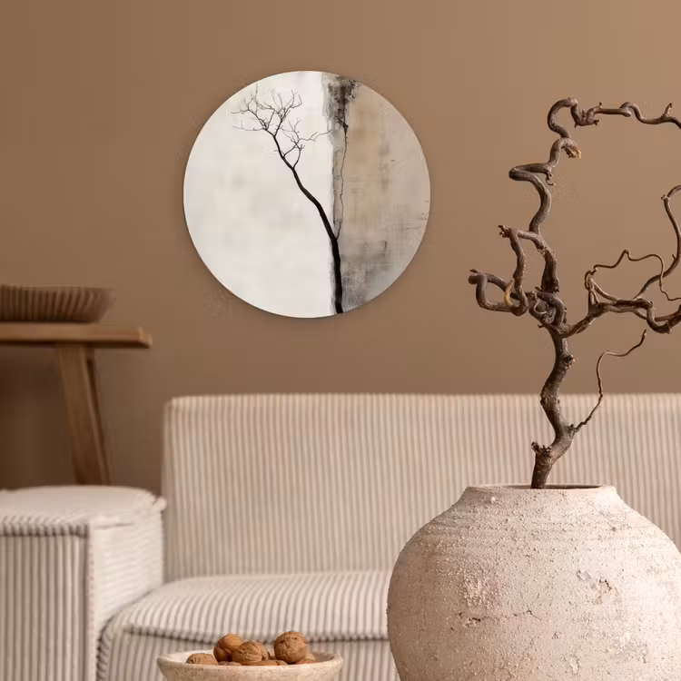 Wabi sabi - Plant - Beige Wandcirkel plexiglas klein -sfeer1
