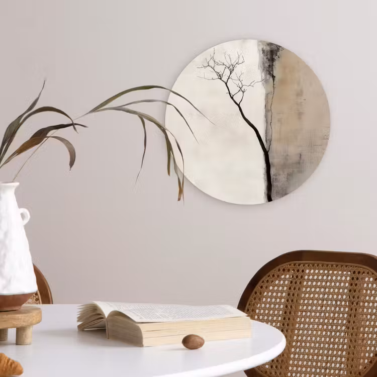 Wabi sabi - Plant - Beige Wandcirkel plexiglas klein -sfeer4