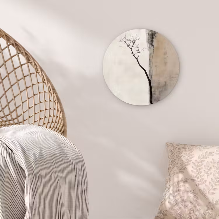 Wabi sabi - Plant - Beige Wandcirkel plexiglas klein -sfeer5
