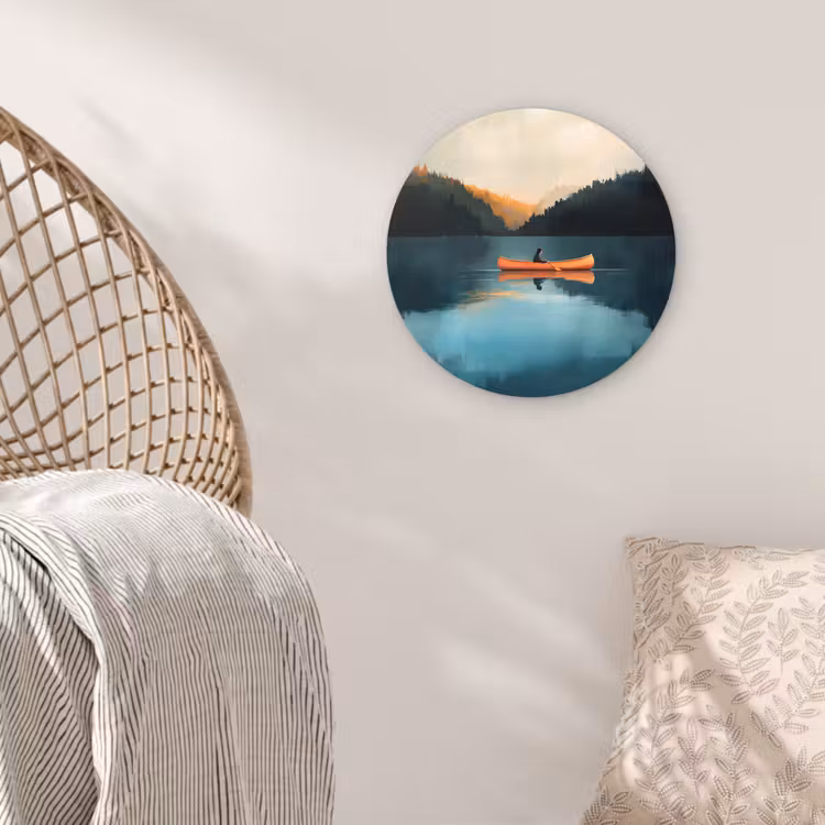 Bossen - Meer - Kano - Oranje Wandcirkel plexiglas klein -sfeer5