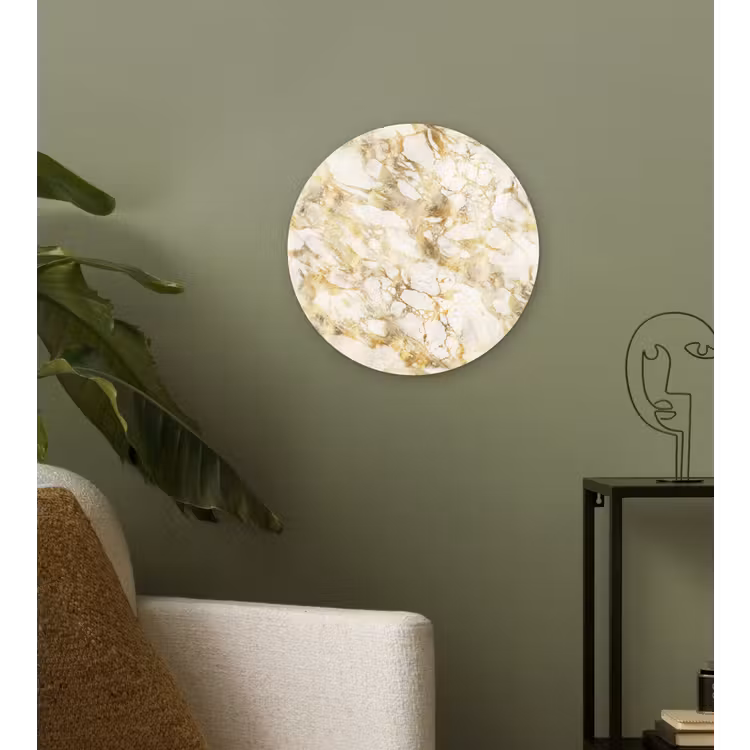 Warm - Gouden - Marmer - Patroon Wandcirkel plexiglas klein 852 -sfeer3