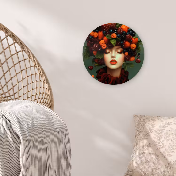 Vrouw - Aardbeien - Frambozen - Bramen - Bessen Wandcirkel plexiglas klein -sfeer5