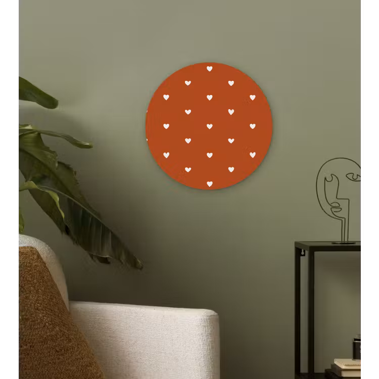 Wit - Hartjes - Patroon - Rood Wandcirkel plexiglas klein 852 -sfeer3