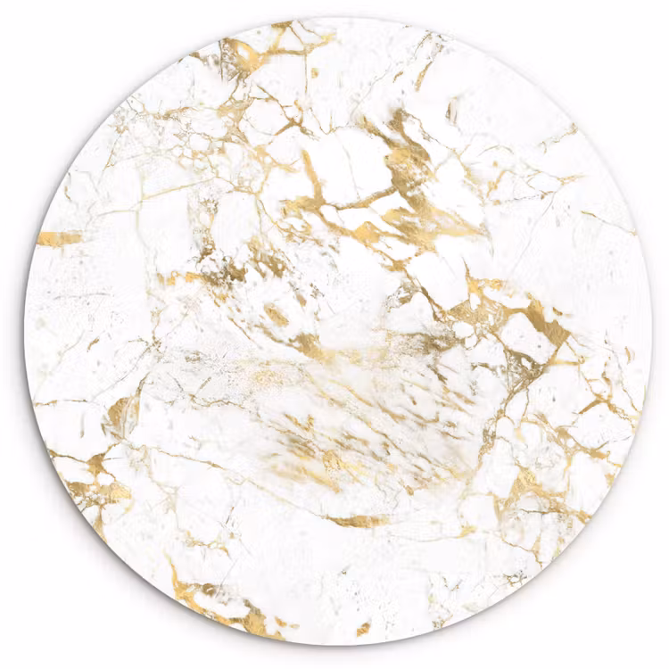 Wit - Marmer - Luxe - Goud Wandcirkel plexiglas klein 852 -3d