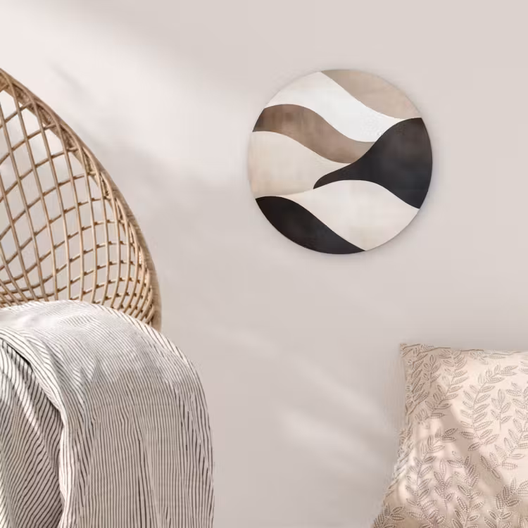 Golven - Abstract - Beige Wandcirkel plexiglas klein -sfeer5