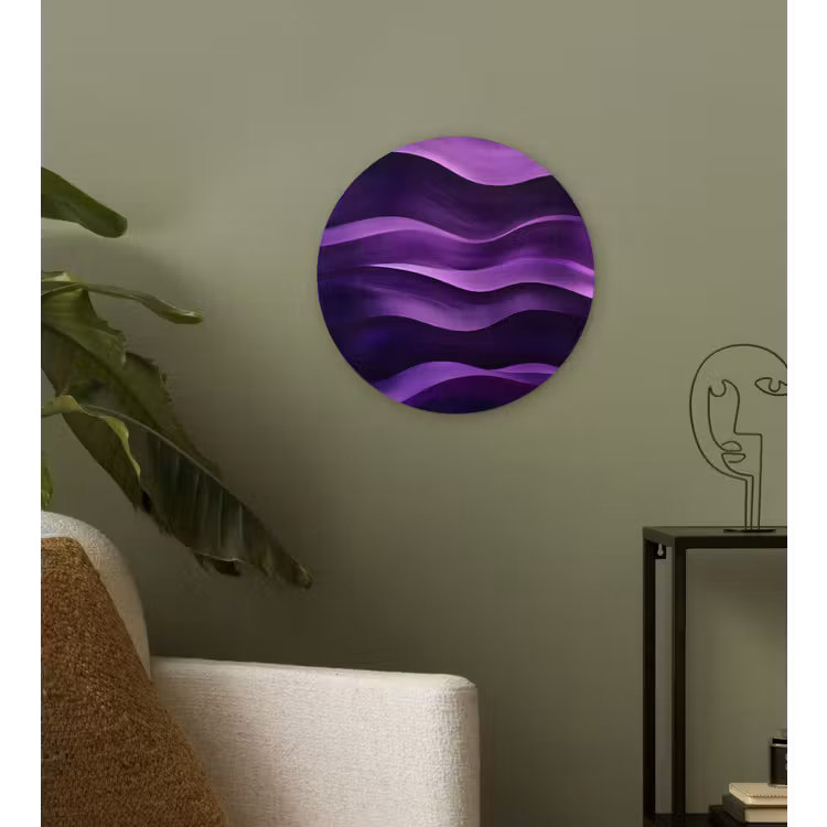 Golven - Abstract - Paars Wandcirkel plexiglas klein -sfeer3