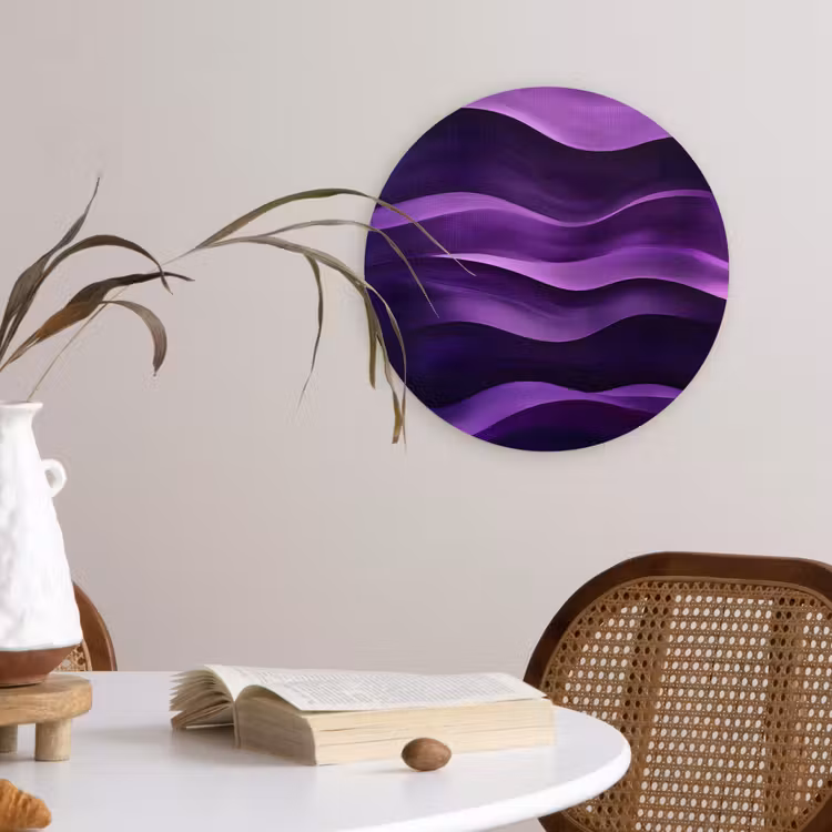 Golven - Abstract - Paars Wandcirkel plexiglas klein -sfeer4