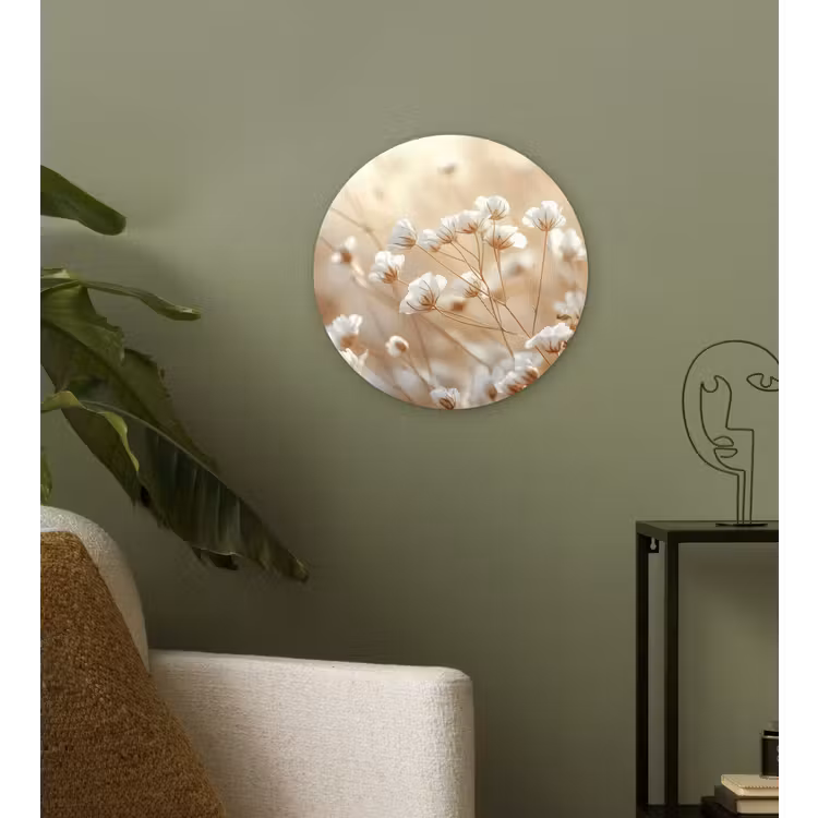 Wilde - Bloemen - Wit Wandcirkel plexiglas klein -sfeer3