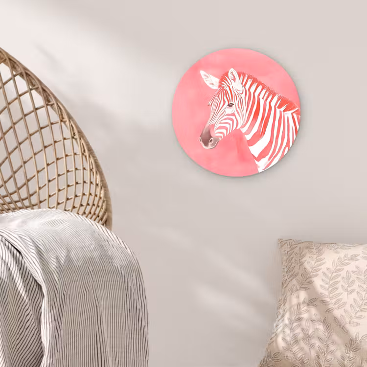 Zebra - Pink - Verf Wandcirkel plexiglas klein -sfeer5