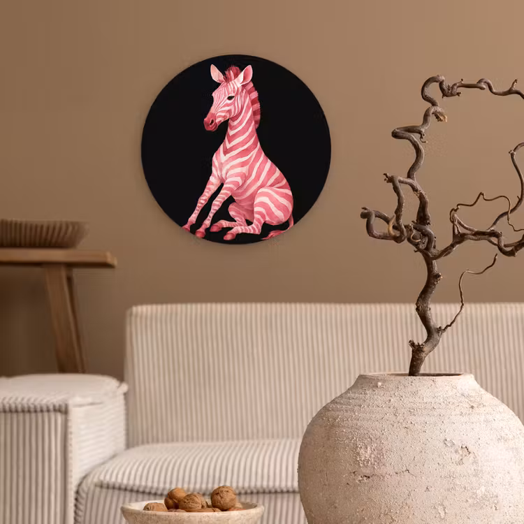 Zebra - Roze - Gestreept Wandcirkel plexiglas klein -sfeer1