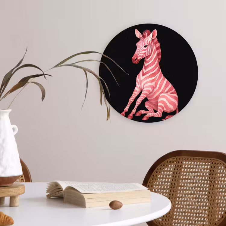 Zebra - Roze - Gestreept Wandcirkel plexiglas klein -sfeer4