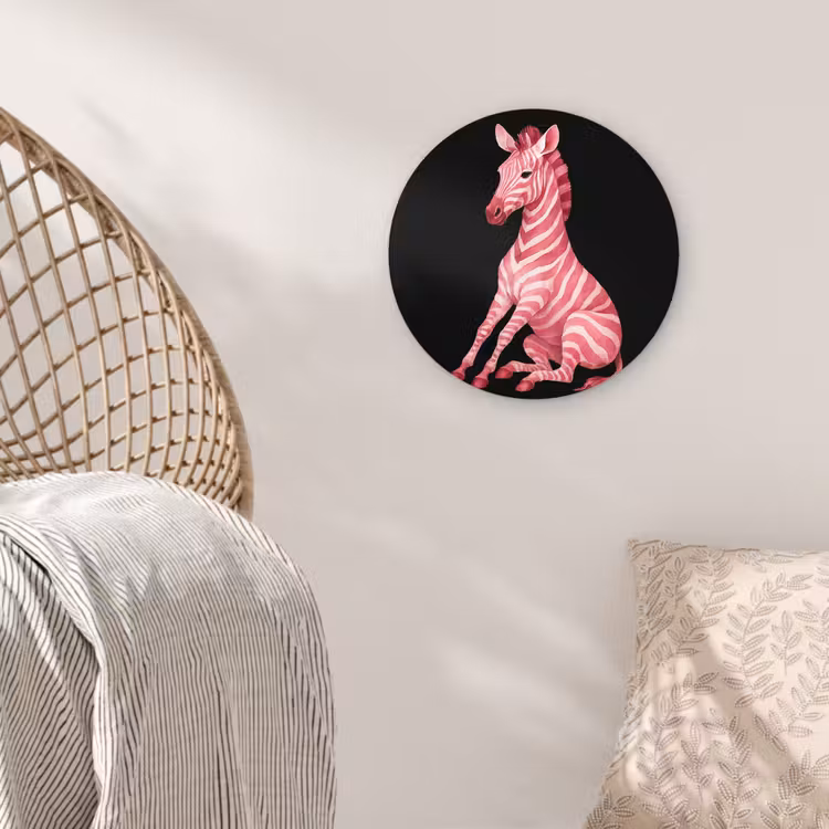 Zebra - Roze - Gestreept Wandcirkel plexiglas klein -sfeer5