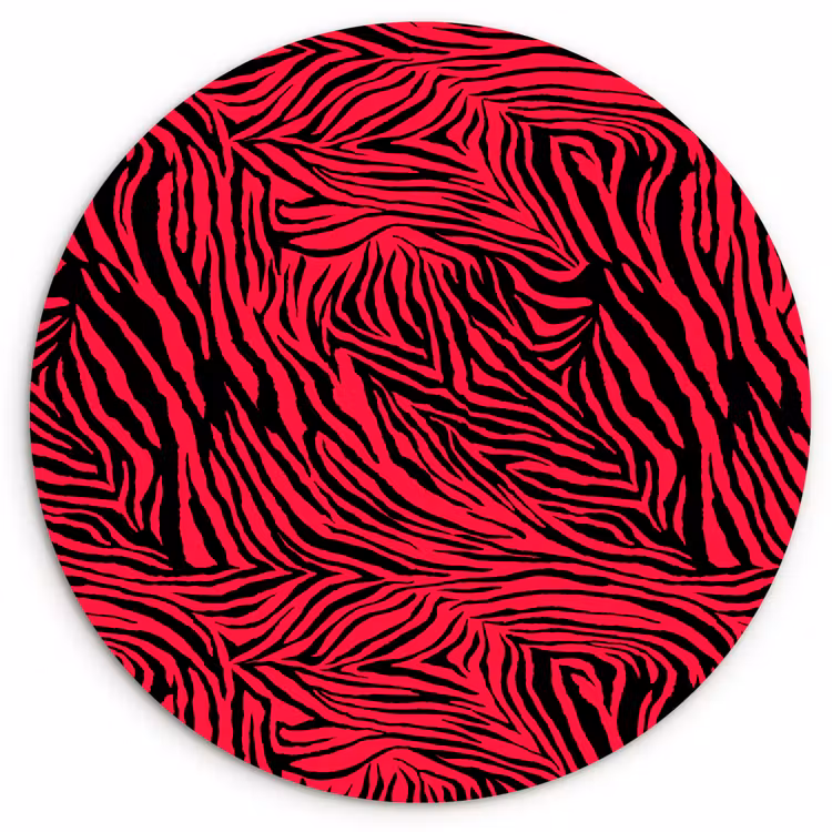 Zebra - Zwart - Roze - Neon Wandcirkel plexiglas klein 852 -3d