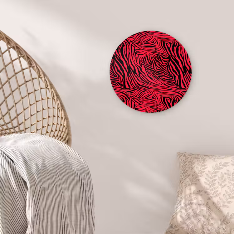 Zebra - Zwart - Roze - Neon Wandcirkel plexiglas klein 852 -sfeer5