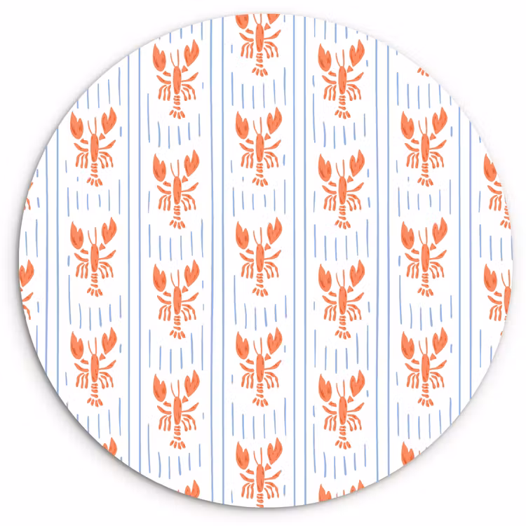 Zee - Kreeft - Oranje - Blauw Wandcirkel plexiglas klein 852 -3d