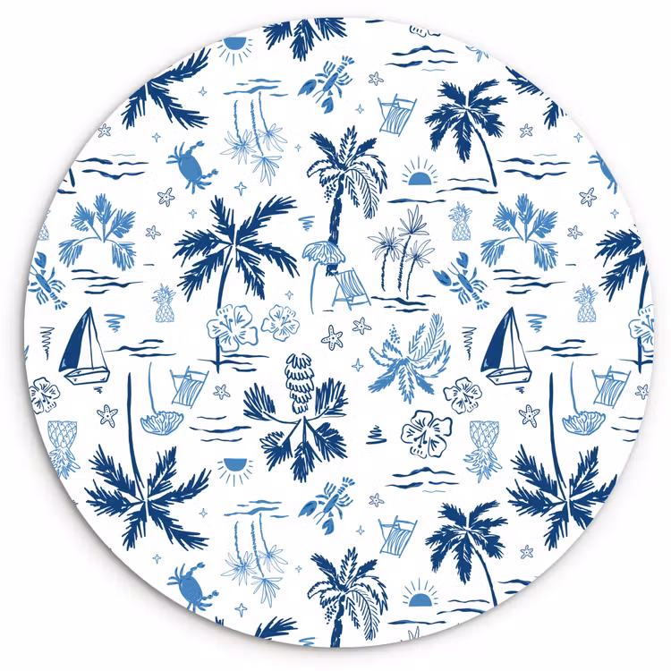 Zee - Strand - Blauw - Wit Wandcirkel plexiglas klein 852 -3d