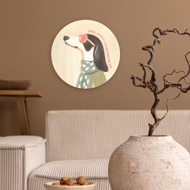 Quote - Hond - Zonnebril Wandcirkel plexiglas klein -sfeer1
