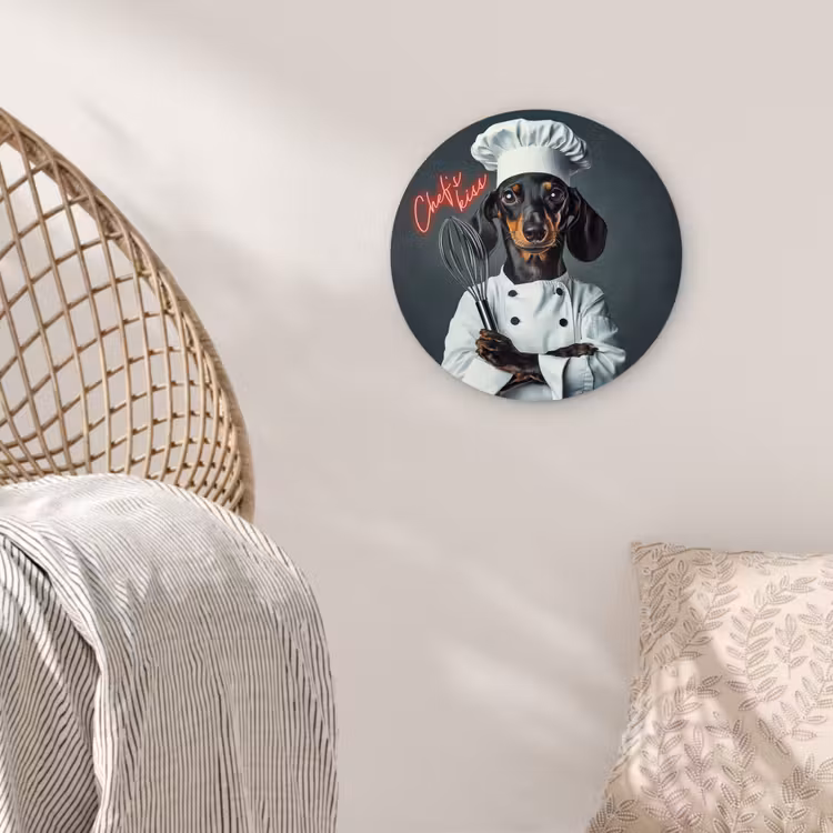 Quote - Neon - Hond - Kokskleding Wandcirkel plexiglas klein -sfeer5