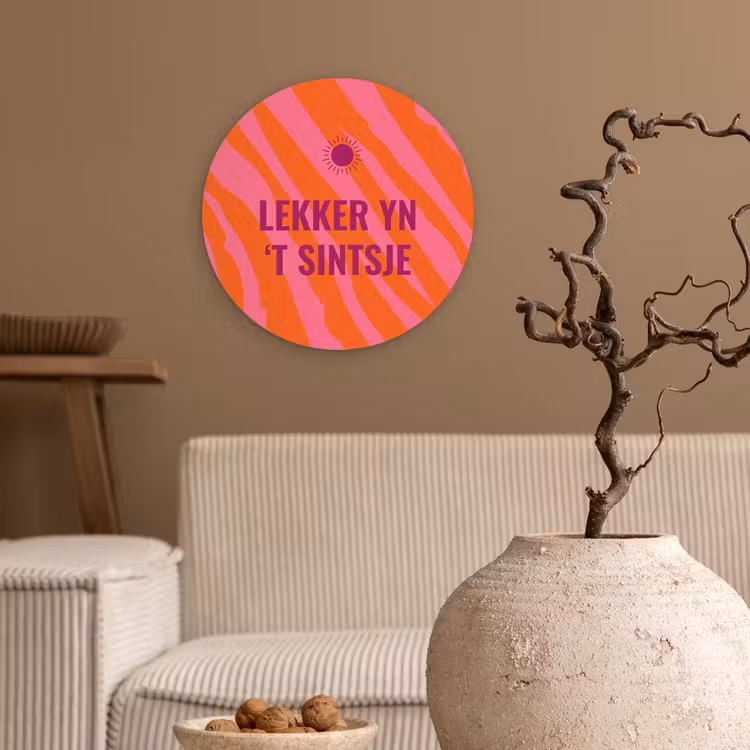 Quote - Zomer - Roze Wandcirkel plexiglas klein -sfeer1