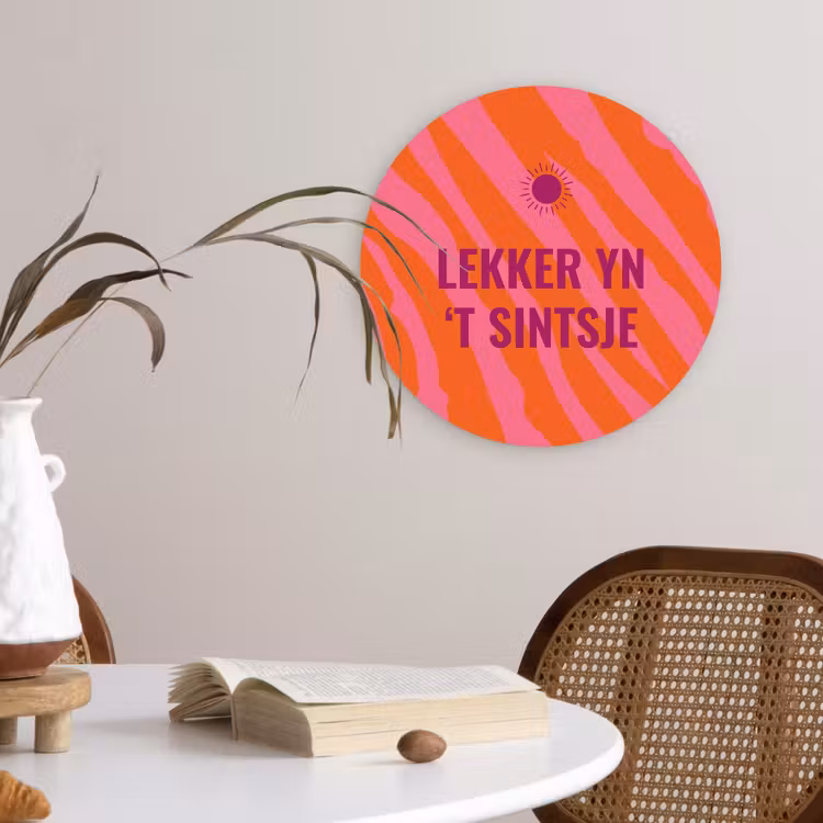 Quote - Zomer - Roze Wandcirkel plexiglas klein -sfeer4