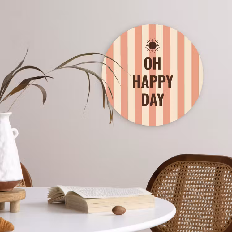 Quote - Zomer - Strepen Wandcirkel plexiglas klein -sfeer4