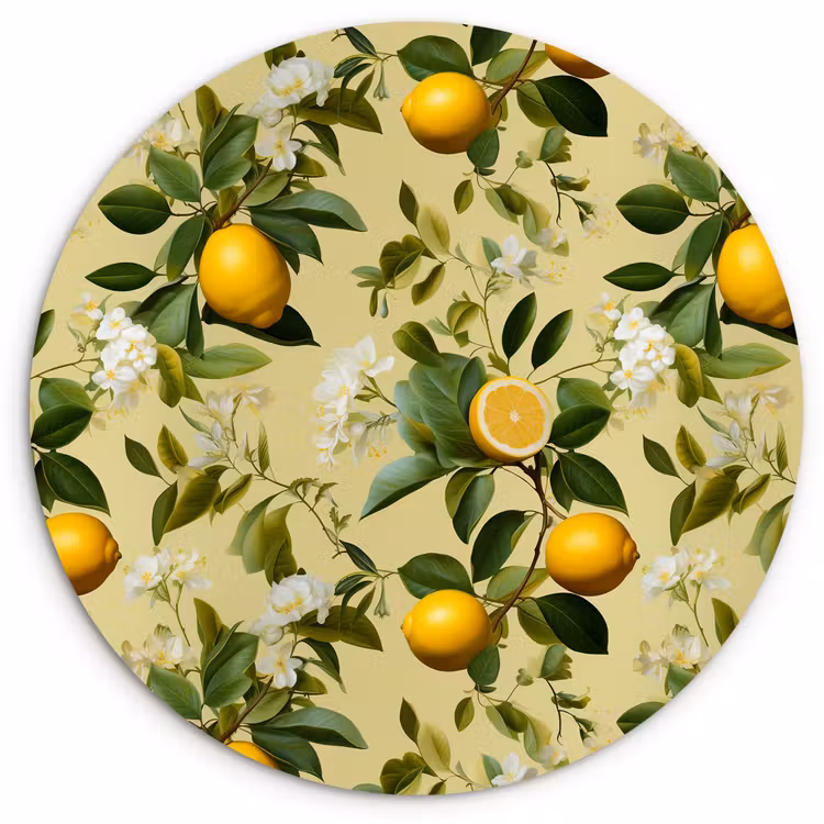Citroen - Groen - Bloesem Wandcirkel plexiglas klein 852 -3d