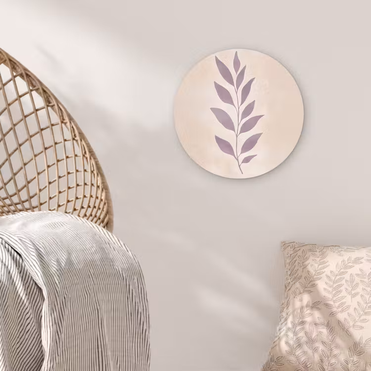 Tak - Bladeren - Minimalistisch - Beige Wandcirkel plexiglas klein -sfeer5