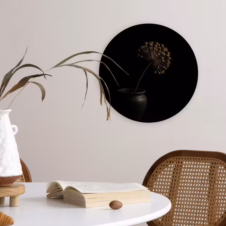 Bol - Gedroogd - Vaas - Zwart Wandcirkel plexiglas klein -sfeer4