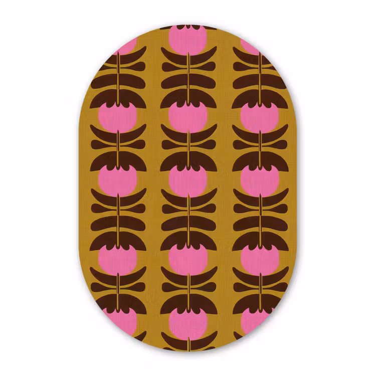 Abstract - Bloemen - Roze Wandcirkel Ovaal Aluminium middel 839 -3d