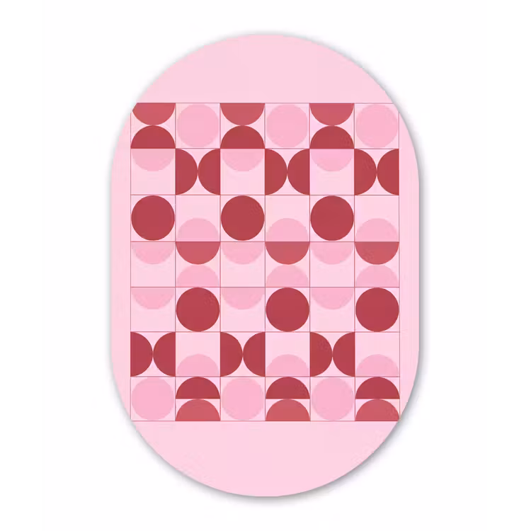 Abstract - Geometrisch - Cirkels - Roze - Modern Wandcirkel Ovaal Aluminium middel -3d