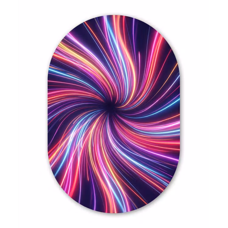 Abstract - Swirl - Futuristic - Neon Wandcirkel Ovaal Aluminium middel -3d